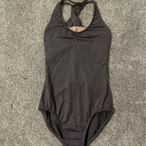 gray cross ballet leotard